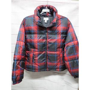 Arizona Juniors Size Small Red Black Plaid Puffer Coat NWT